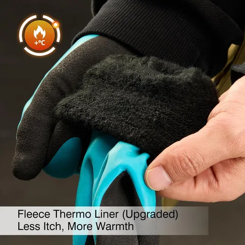 Vista 3 de COOLJOB Guantes impermeables de invierno para congelador para trabajar en jardinería, pesca, trabajador de construcción, doble revestimiento de goma