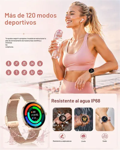 Vista 5 de Smart Watches for Women,1.32'' AMOLED Ultra-Thin Smart Watch with Bluetooth Make/Answer Call,Heart Rate/SpO2/Sleep Tracker,120+ Sport Modes IP68