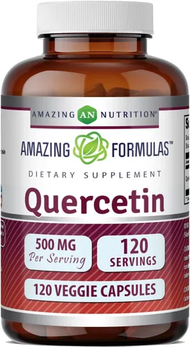 Vista 5 de Amazing Formulas Quercetina 500mg 120 cápsulas vegetales Suplemento – Sin OMG – Sin gluten – Apoya la salud y el bienestar general
