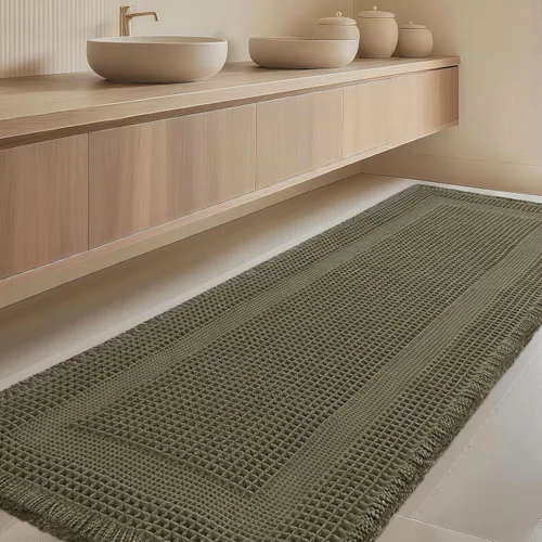 Vista 63 de Tapete de baño con diseño de gofre, moderno, bohemio, absorbente, antideslizante, ultrasuave, lavable a máquina, con letra de baño, dormitorio