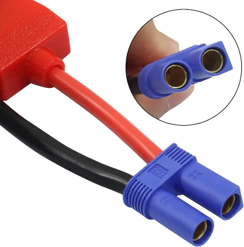 Vista 5 de Cable de arranque EC5 con abrazaderas de batería Conector EC5, cable de puente de emergencia, clips de cocodrilo, 12V portátil de emergencia 10AWG