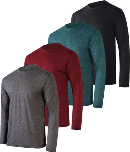 Vista 41 de Real Essentials Paquete de 4 unidades: camiseta de manga larga para hombre Dry Fit, disipa la humedad, protección solar FPU 50+ contra rayos