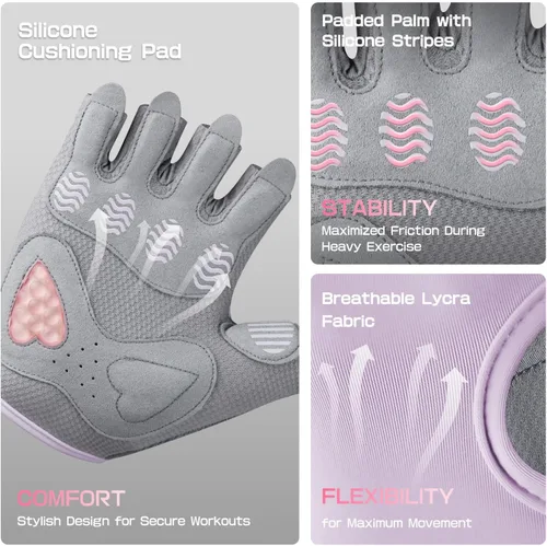 Vista 5 de Jaffick Guantes de entrenamiento ligeros para mujer Guantes de fitness transpirables con agarre antideslizante para gimnasio, levantamiento