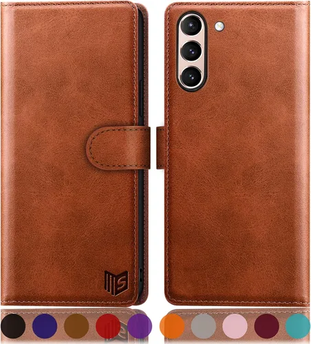 Vista 9 de SUANPOT Funda tipo cartera para Samsung Galaxy S21 FE 【Bloqueo RFID】 Soporte para tarjetas de crédito, funda de piel sintética con tapa para Negro