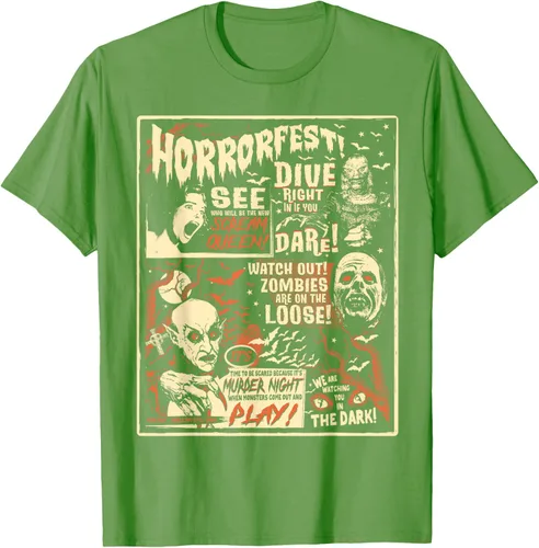 Vista 16 de Camiseta de terror vintage con póster de Halloween y película de terror Negro