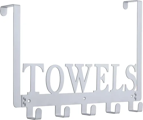 Vista 12 de Kuhome Toallero de ganchos para colgar sobre la puerta, para baño, soporte para puerta/pared, para dormitorio/playa, para colgar toallas/batas