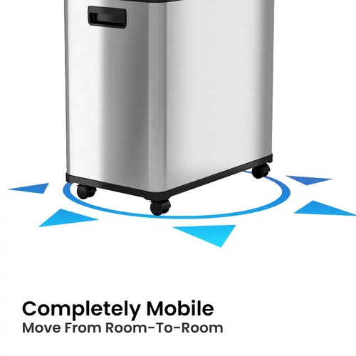 Vista 4 de iTouchless Bote de basura de cocina con sensor 2.0 de 16 galones, con doble compartimiento, con ruedas, de acero inoxidable, automático, de 8