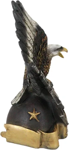 Vista 5 de Ebros Gift Alas patrióticas de gloria de 9 pulgadas de alto con águila calva agarrando rifles cruzados con la segunda enmienda derecho a portar