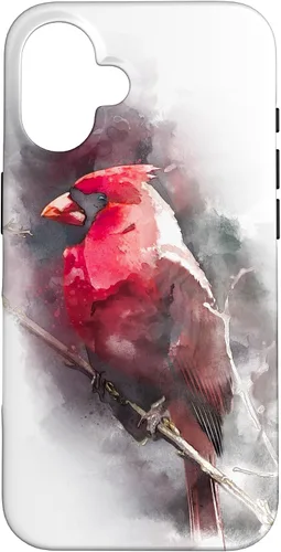 Vista 32 de Beautiful Watercolor Red Cardinal Bird Watching Animal Gift Case for iPhone 17