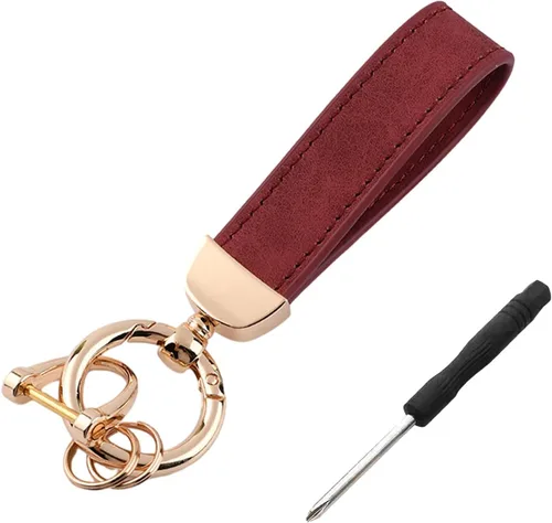 Vista 9 de Kewucn Llavero de Cuero Genuino para Automóvil, Portallaves Universal de Metal Resistente para Automóvil con Anillo en D Antipérdida para Hombres
