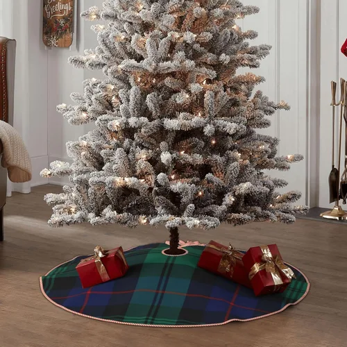 Vista 6 de Falda de árbol de Navidad de 48 pulgadas, diseño de clan Urquhart Tartán azul y verde, falda de árbol de Navidad a cuadros escoceses para fiestas