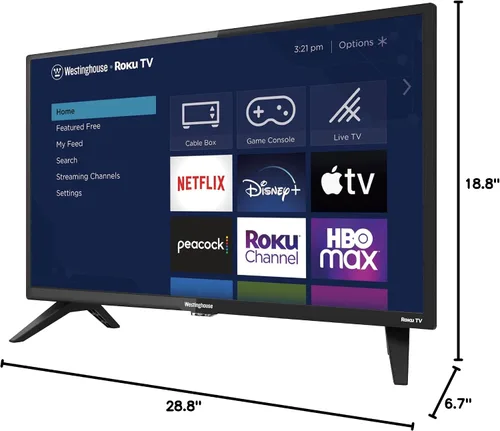 Vista 2 de Westinghouse Smart TV Roku HD de 32 pulgadas, Smart TV de alta definición de 720p con conectividad Wi-Fi y aplicación móvil, TV de pantalla plana