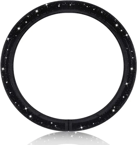 Vista 2 de Funda para volante brillosa con diamantes y pelaje
