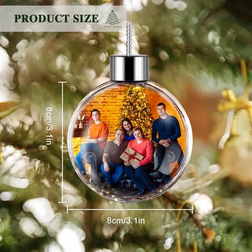 Vista 4 de DXDOING Adornos de Navidad personalizados 2024, bola de fotos personalizada, adornos de imagen de doble diapositiva para decoración, regalos