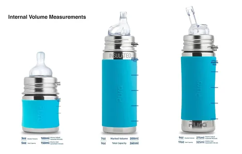 Vista 3 de Pura Kiki Botella térmica de acero inoxidable con manga de 9 oz/260 ml con boquilla de silicona de grado médico de flujo rápido certificado