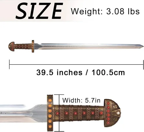 Vista 7 de Forest Hunting Espada Viking de Ragnar Lothbrok - Real de Reyes/Ragnar - Espada de Hierro de Bjorn - Espada Viking Real Hecha a Mano del Rey
