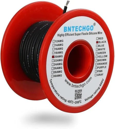 Vista 25 de BNTECHGO - Kit de cables de silicona de 7 colores calibre 20, cada uno de 25 pies de largo, cables de cobre estañado trenzados y flexibles