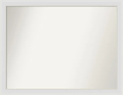 Vista 152 de Amanti Art Espejo de baño blanco para sobre el fregadero, 24 x 26 pulgadas, espejo rectangular blanco y blanco, marco de madera contemporáneo