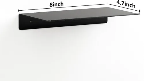 Vista 3 de Estantes flotantes de pared de metal, pequeño estante de exhibición montado en la pared para coleccionables, juego de mini estantes colgantes