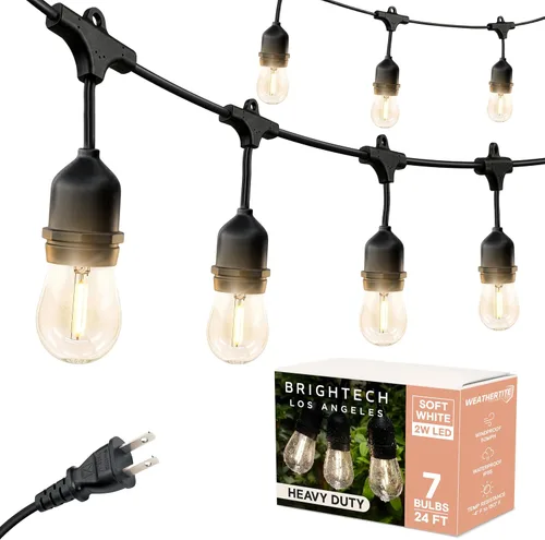 Vista 13 de Brightech Ambience Pro - Guirnalda de luces LED de 105 pies, iluminación de patio de grado comercial de 1 W, impermeable para exteriores
