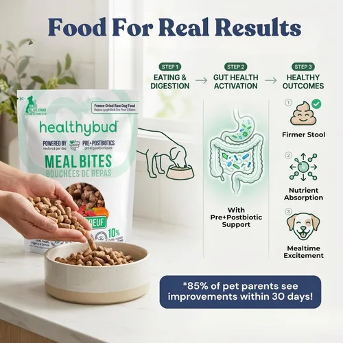 Vista 5 de healthybud Alimento crudo para perros, mordeduras de carne liofilizadas, alimento para cachorros sin granos, grado humano, alto contenido