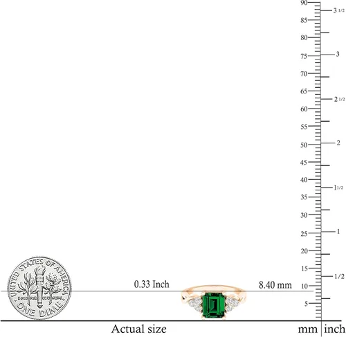 Vista 21 de Dazzlingrock Collection Anillo de compromiso con forma de esmeralda de 0.315 x 0.236 in creado en laboratorio y zafiro blanco redondo de 0.087 in