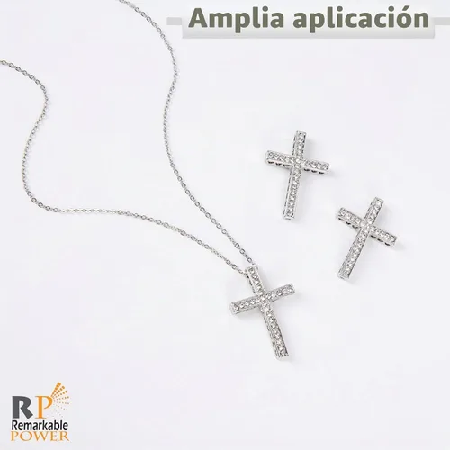 Vista 2 de Colgante de cuentas de plata con dije de cruz de diamantes de imitación para pulsera y joyería