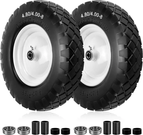 Vista 8 de Cenipar Neumático y Rueda Sin Pinchazos de 4.80/4.00-8", Neumáticos Sólidos de Carretilla de 16" con Rodamientos de 5/8" o 3/4", Cubo Centrado
