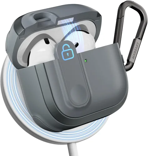 Vista 30 de MAGEASY Odyssey - Funda para AirPods Pro 2, funda resistente para AirPods Pro con bloqueo seguro, clip de mosquetón para protección a prueba