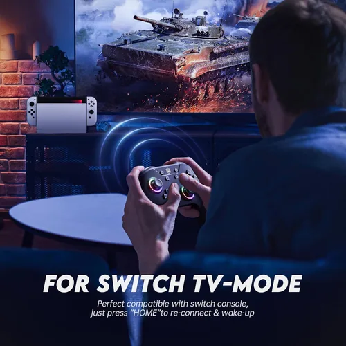 Vista 6 de NYXI Chaos swith controller with Hall Joystick, switch pro controller wireless for Nintendo SwitchLiteOLED, Hall Effect Controller with RGB Light