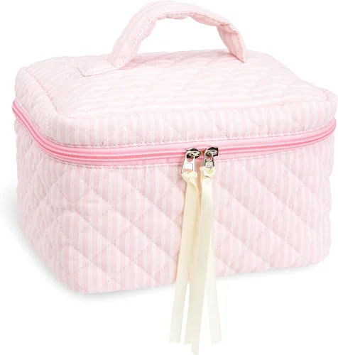 Vista 54 de Quilted Makeup Bag for Women, Travel Cosmetic&Toiletry Bag,Blue Flower