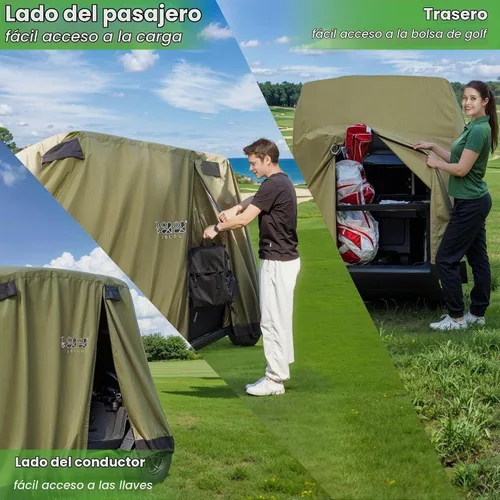 Vista 4 de 10L0L Funda para carrito de golf de 4 pasajeros se adapta a EZGO, Club Car, Yamaha, 400D, impermeable, resistente al viento, resistente al sol