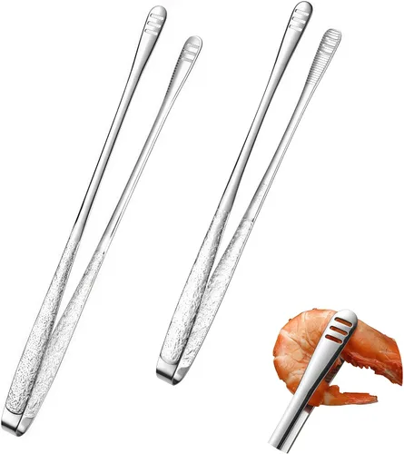 Vista 5 de 2 pinzas de barbacoa (11 pulgadas y 9.45 pulgadas) – Herramientas coreanas para barbacoa y parrilla, pinzas de cocina, acero inoxidable resistente