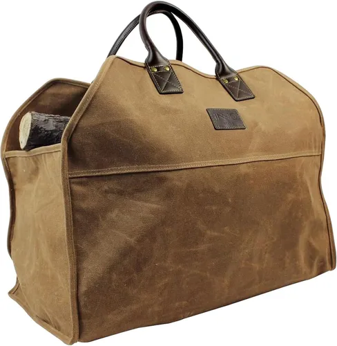 Vista 13 de INNO STAGE - Bolsa de lona encerada resistente para leña, tamaño grande, bolsa de almacenamiento para accesorios de chimenea y estufa de madera