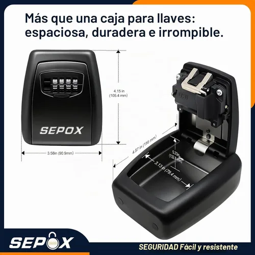 Vista 2 de SEPOX® Caja de cerradura de llave de acero inoxidable más grande de 4 dígitos combinada resistente al aire libre
