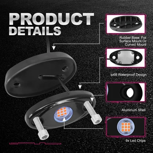 Vista 5 de 12 cápsulas de luces LED moradas de neón para auto, camión, ATV, SUV, luz trasera para vehículos