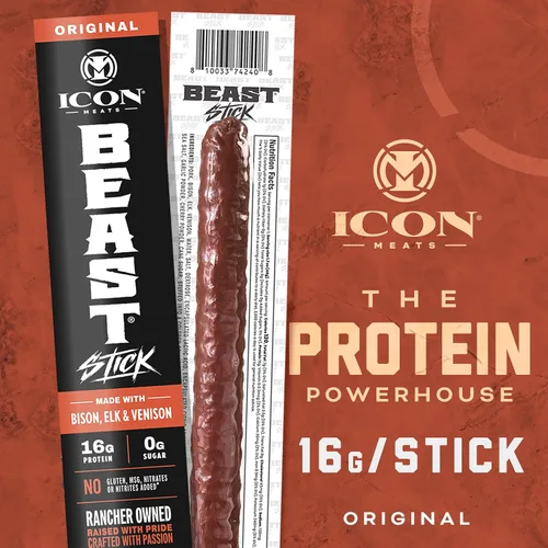 Vista 4 de ICON Meats BEAST - Palitos de carne con sabor original, alto contenido