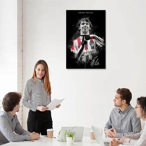 Vista 5 de SERECPIA Póster de Jugador de Fútbol Joao Felix Firmado en Lienzo Arte y Pared Impresión de Cuadro Moderno Decoración de Dormitorio Familiar Oficina