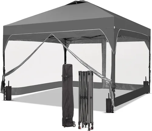 Vista 14 de GDY Tienda de campaña desplegable para exteriores de 8 x 8 pies con una configuración de empuje, kiosco de fácil instalación con 4 paredes laterales