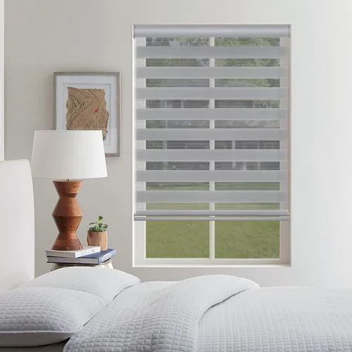 Vista 8 de Pumkust Persianas enrollables de doble capa sin cordones estilo cebra para ventanas, día y noche, persianas enrollables de doble capa, filtro de luz