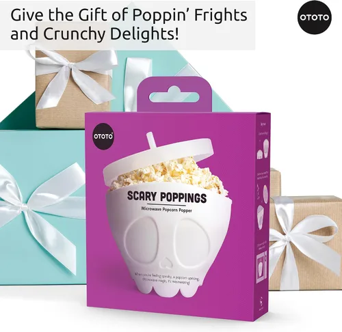 Vista 7 de OTOTO Nuevo Scary Poppings Palomitero para Microondas - Palomitero Gótico para Microondas, Palomitas de Silicona para Microondas, Cuencos Plegables