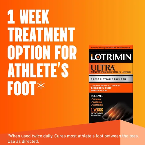 Vista 2 de Lotrimin Ultra tratamiento para pie de atleta de 1 semana, clorhidrato de butenafina de concentración recetada al 1%, cura la mayoría de casos