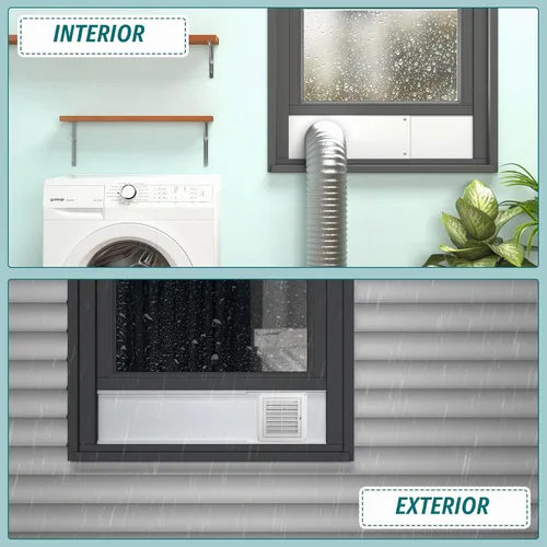 Vista 7 de Daisypower Kit de ventana de ventilación para secadora, kit de ventilación de ventana ajustable de 4 pulgadas con cubierta de ventilación