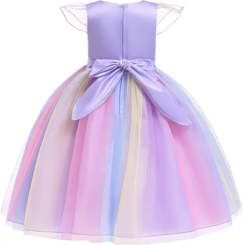Vista 2 de Uhnice Vestido de tul con diadema para niñas diseño de unicornio