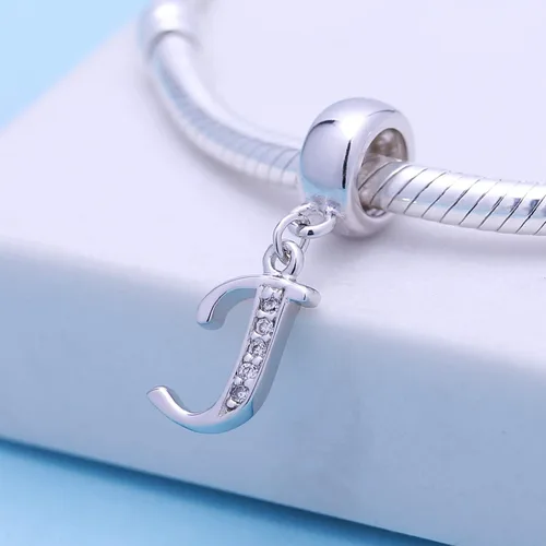 Vista 115 de ABUN Abalorio de plata de ley 925 con letra A a la Z, espaciador de inicial, con circonita cúbica transparete colgante, auténtica, para pulseras
