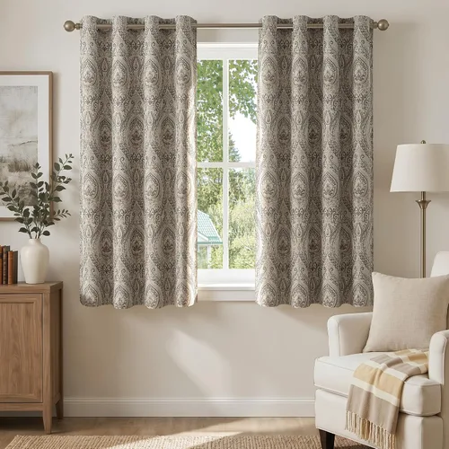 Vista 27 de jinchan Cortinas de lino texturizadas para oscurecer la sala de estar, 54 pulgadas de largo, cortinas de medallón para dormitorio, tratamientos