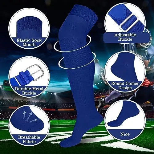 Vista 3 de Hicarer Juego de 3 pares de calcetines de fútbol por encima de la rodilla, calcetines de béisbol extralargos, calcetines de sóftbol con cinturón