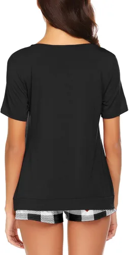 Vista 3 de Avidlove - Conjunto de pijama, camiseta de manga corta y pantalones cortos para mujer, ropa para dormir disponible en tallas S-XXL.