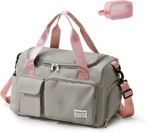 Vista 67 de Bolsa de Gimnasio Pequeña para Mujer, Bolsa de Lona de Viaje, Bolsa de Fin de Semana con Compartimento para Zapatos