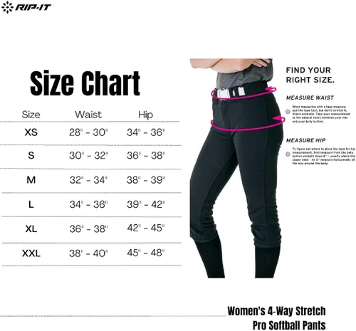 Vista 7 de RIP-IT Pantalones profesionales de softball elásticos de 4 vías, para mujer.